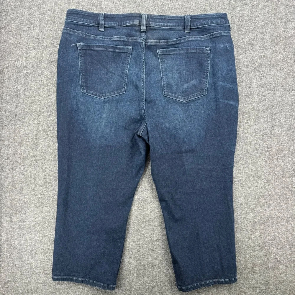 Lane Bryant Womens Plus Size 24 Dark Wash Capri Jeans Stretch Denim Whiskered